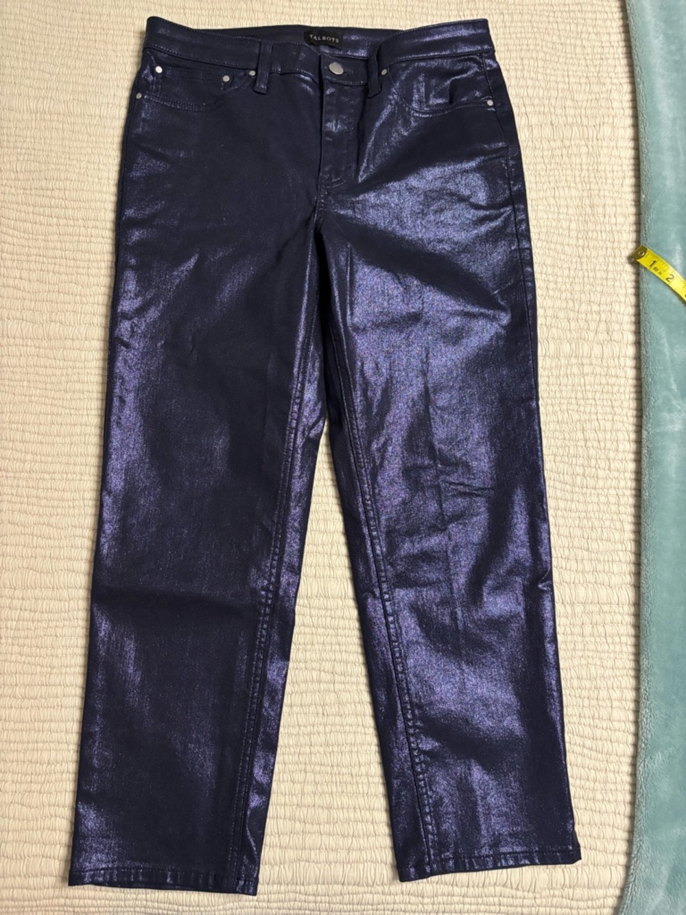 Talbots Metallic Navy Straight-Leg Jeans